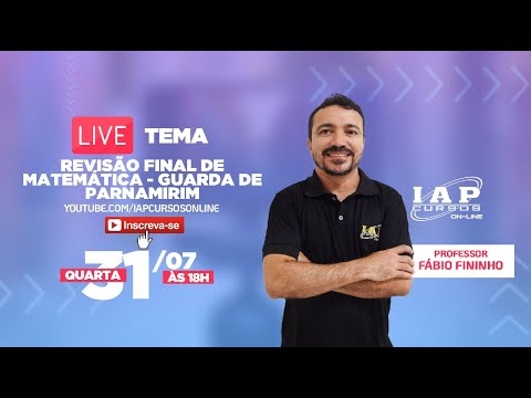 Banner de capa do material gratuito LIVE: REVISÃO DE MATEMÁTICA PARA GUARDA MUNICIPAL DE PARNAMIRIM