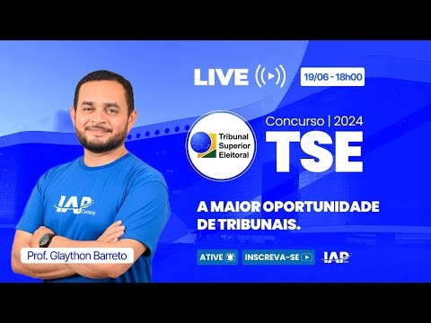 Banner de capa do material gratuito Concurso TSE Unificado - A maior oportunidade de Tribunais - Professor Glaython Barreto