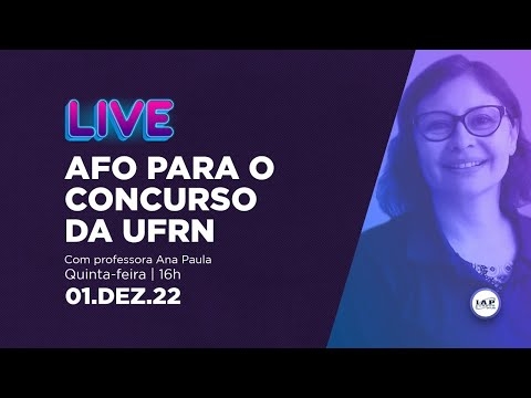 Banner de capa do material gratuito LIVE: AFO PARA O CONCURSO DA UFRN.