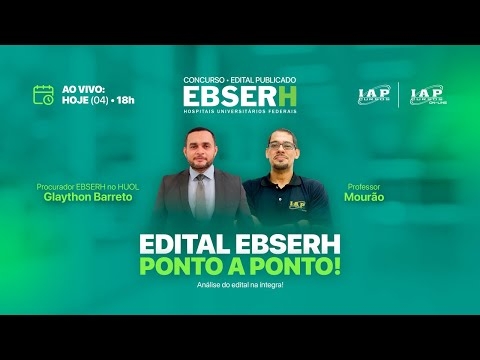 Banner de capa do material gratuito EDITAL EBSERH PONTO A PONTO - MOURÃO E GLAYTHON.