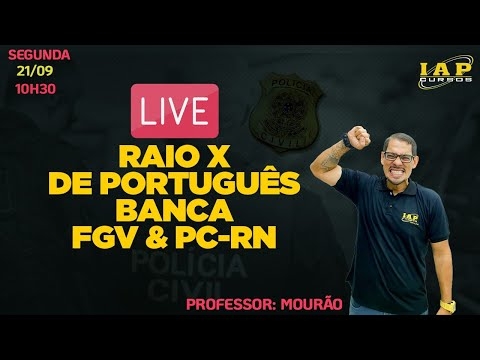 Banner de capa do material gratuito LIVE: LÍNGUA PORTUGUESA - RAIO X BANCA FGV / PC-RN.