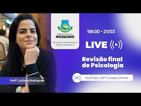 Banner de capa do material gratuito Revisão final - Psicologia (Prefeitura de Mossoró - Secretaria de Assistência Social e Cidadania)