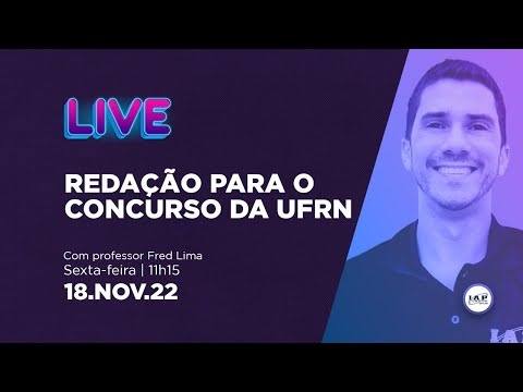 Banner de capa do material gratuito LIVE: REDAÇÃO PARA O CONCURSO DA UFRN.