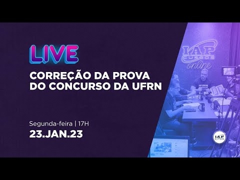 Banner de capa do material gratuito LIVE: CORREÇÃO DA PROVA DO CONCURSO DA UFRN.