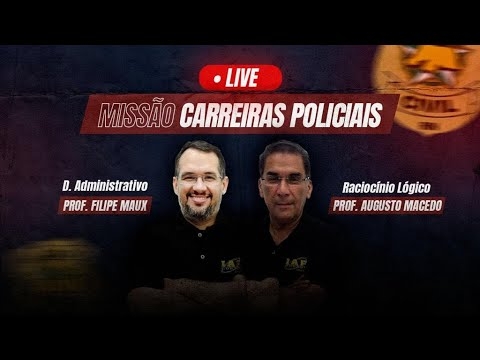 Banner de capa do material gratuito LIVE: MISSÃO CARREIRAS POLICIAIS.