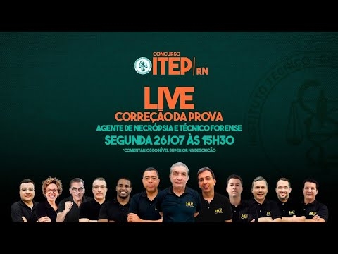 Banner de capa do material gratuito LIVE: CORREÇÃO DA PROVA DA ITEP/RN.