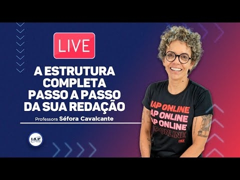 Banner de capa do material gratuito LIVE: A ESTRUTURA COMPLETA PASSO A PASSO DA SUA REDAÇÃO.