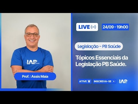 Banner de capa do material gratuito Tópicos Essenciais da Legislação PB Saúde - Prof. Assis Maia