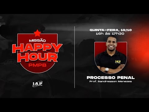 Banner de capa do material gratuito PMPB - PROCESSO PENAL - SANDRESSON MENEZES - HAPPY HOUR.