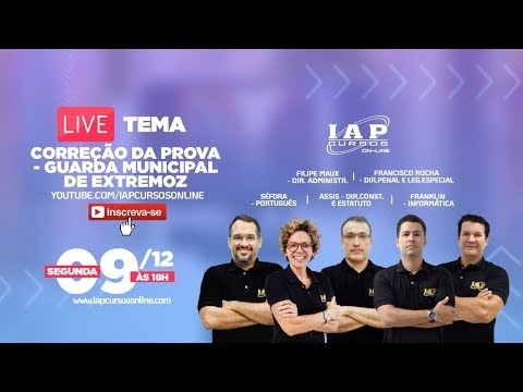 Banner de capa do material gratuito LIVE DE CORREÇÃO - GUARDA MUNICIPAL DE EXTREMOZ