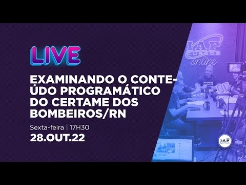 Banner de capa do material gratuito LIVE: EXAMINANDO O CONTEÚDO PROGRAMÁTICO DO CERTAME DOS BOMBEIROS/RN