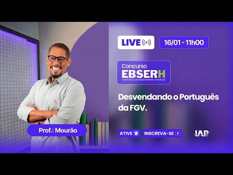 Banner de capa do material gratuito Live Desvendando o Português da FGV - Mourão - EBSERH