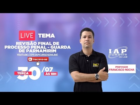 Banner de capa do material gratuito LIVE: REVISÃO DE PROCESSO PENAL PARA GUARDA MUNICIPAL DE PARNAMIRIM