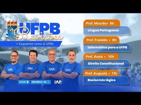 Banner de capa do material gratuito UFPB 7 Revisões + Esquenta rumo a UFRN - Maratona final: Equipe IAP