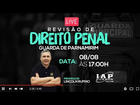 Banner de capa do material gratuito LIVE: REVISÃO DE DIREITO PENAL PARA GUARDA MUNICIPAL DE PARNAMIRIM