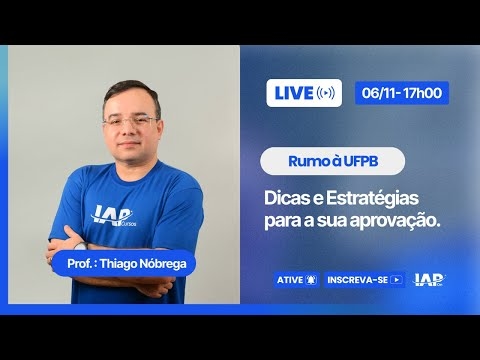 Banner de capa do material gratuito Rumo à UFPB: Dicas e Estratégias para a aprovação - Professor Thiago Nóbrega