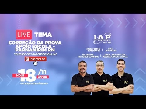 Banner de capa do material gratuito LIVE - CORREÇÃO DA PROVA - APOIO ESCOLAR PARNAMIRIM