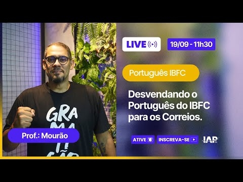 Banner de capa do material gratuito LIVE: Desvendando o Português do IBFC para os Correios com o Professor Mourão