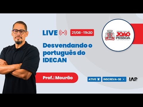 Banner de capa do material gratuito Desvendando o Português do IDECAN com o Professor Mourão