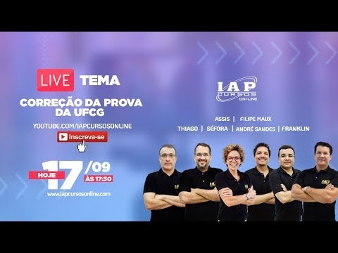 Banner de capa do material gratuito LIVE: CORREÇÃO DA PROVA - UFCG