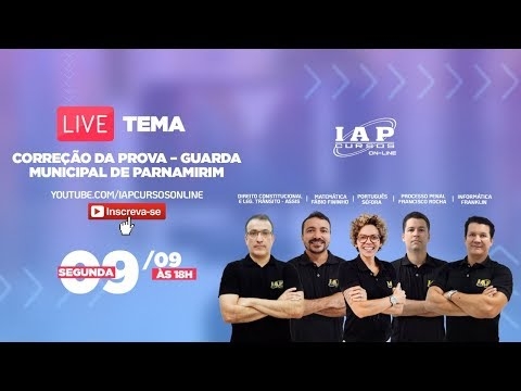 Banner de capa do material gratuito LIVE: CORREÇÃO DA PROVA - GUARDA MUNICIPAL DE PARNAMIRIM